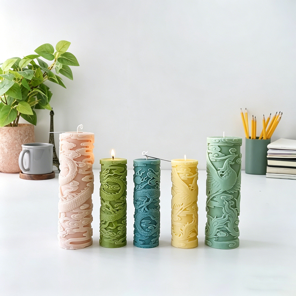 Candle Supplies Phoenix - Vela cilíndrica en relieve de Dragon